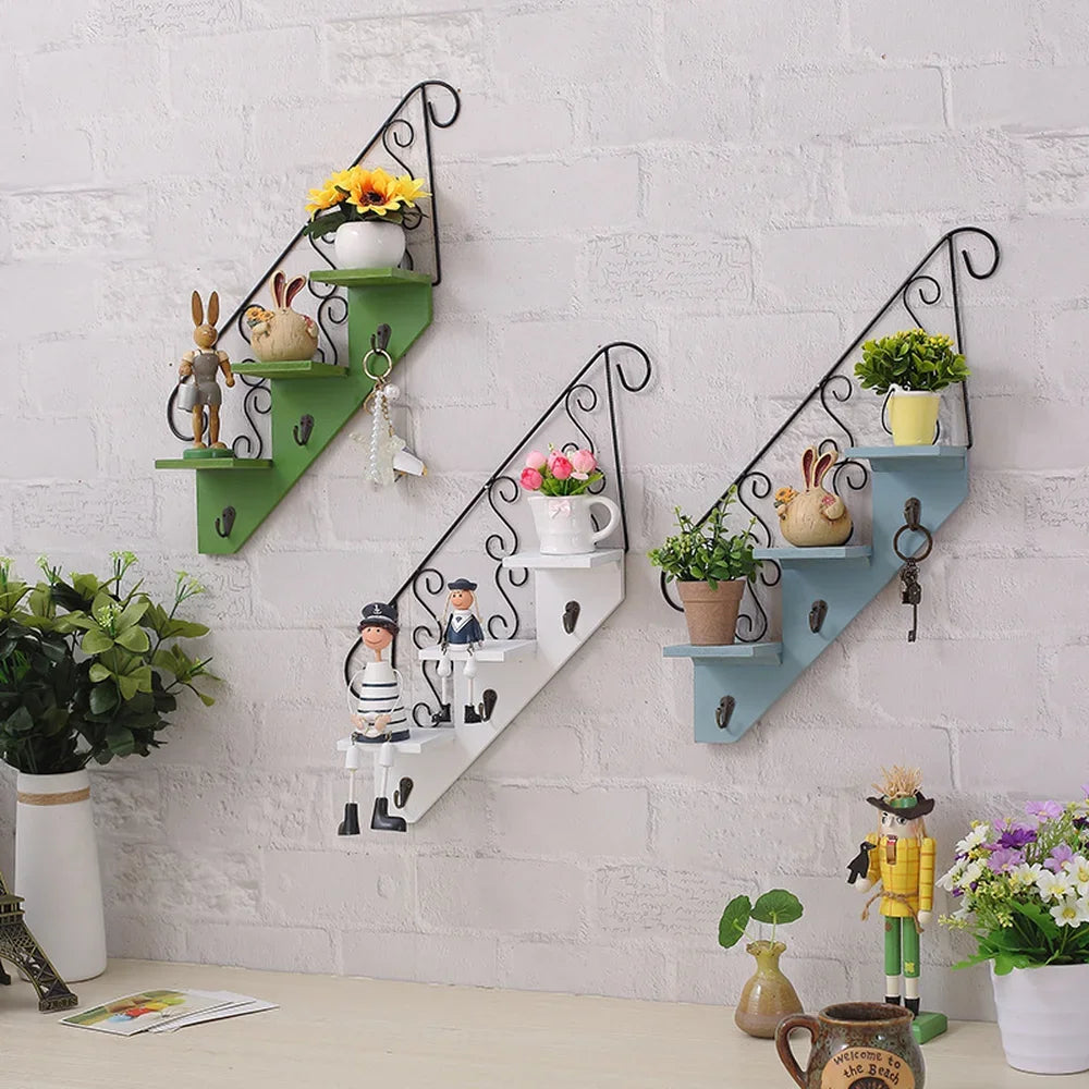 Scandinavian Wind Iron Hanging Hook Shelf With Flower Pot Holders 14815654347078-1