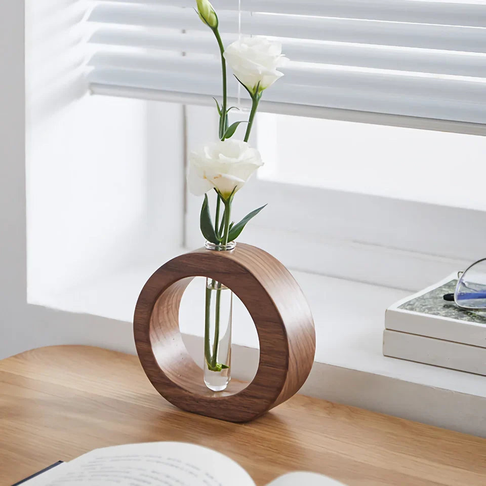 Solid Wood Mini Glass Vase For Living Room Decoration 14815630917958-1