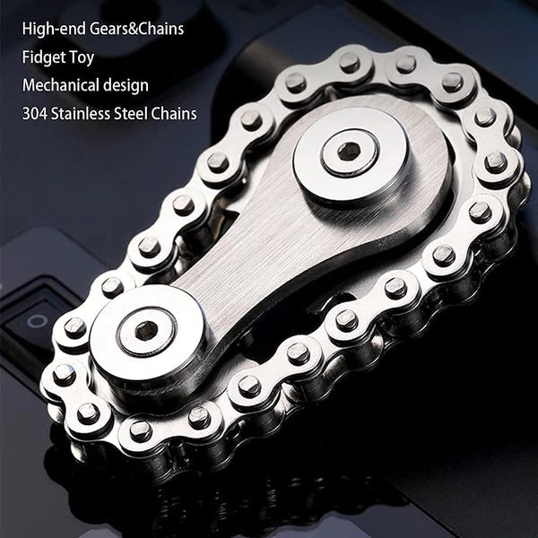 Stainless Steel Bicycle Chain Gear Fidget Spinner Anxiety Focus Desk Gadget 8545354744110-1