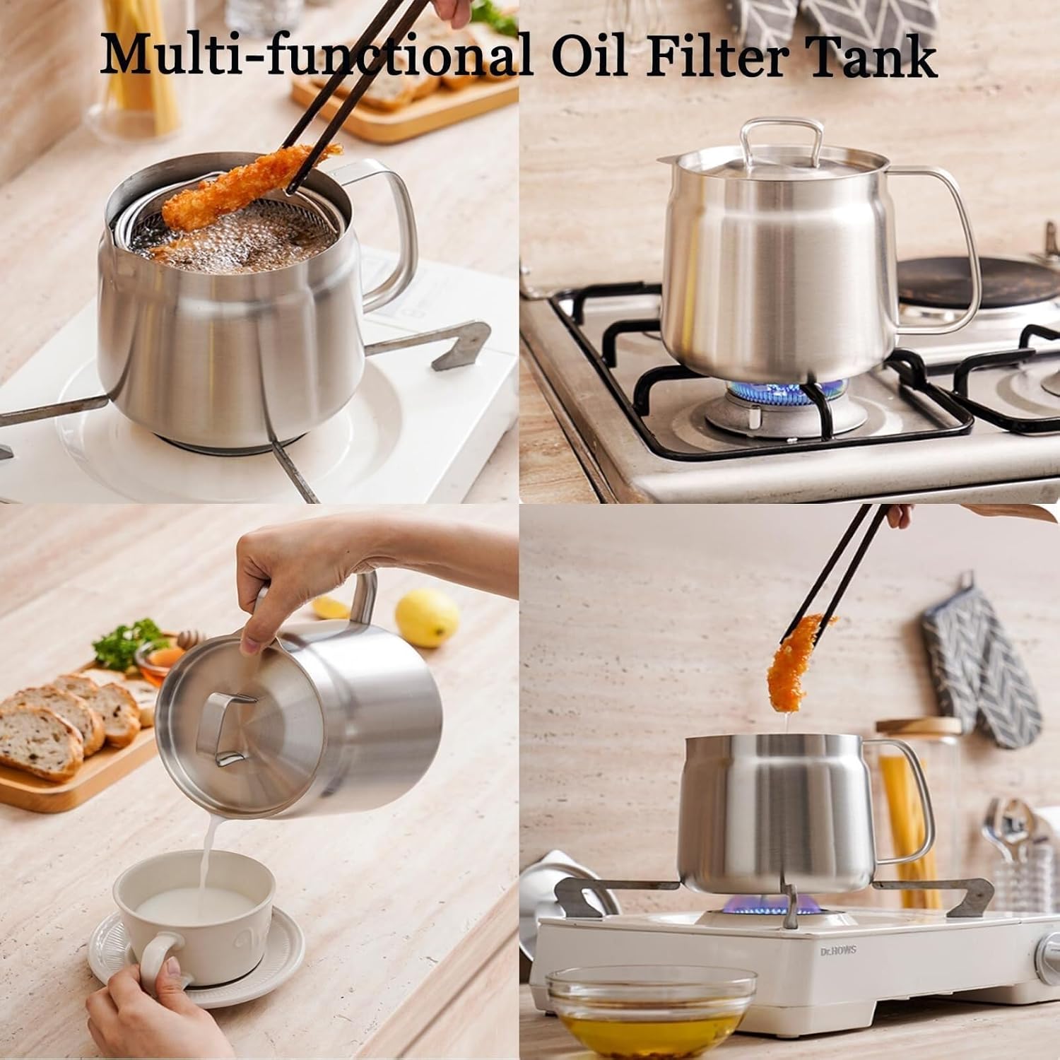 Stainless Steel Oil Filter Pot Grease Container Mesh Strainer 8449699086493-1