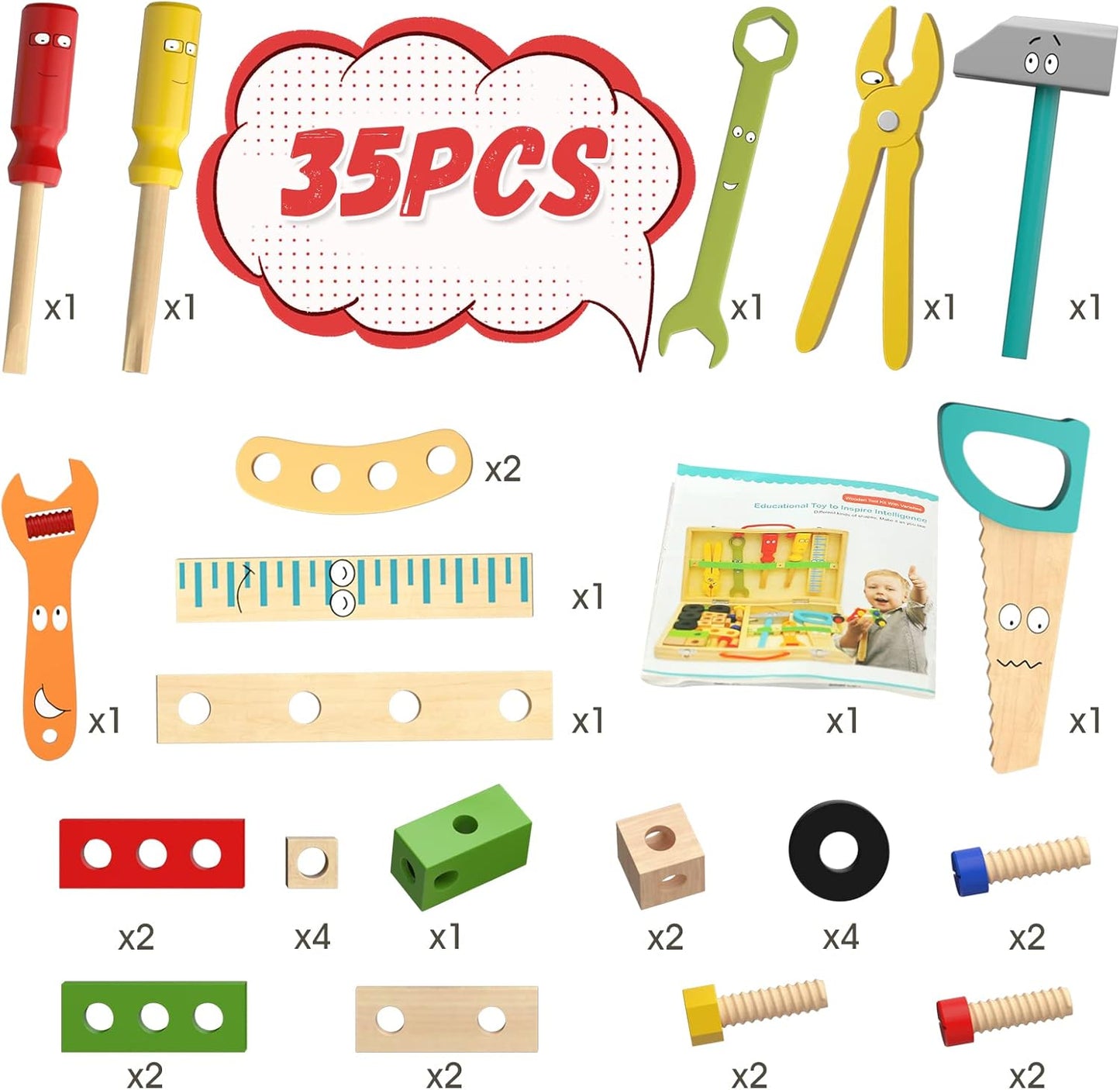 Wooden Toolbox Playset for Kids’ Creative Building and Learning Fun 9857388937550-1