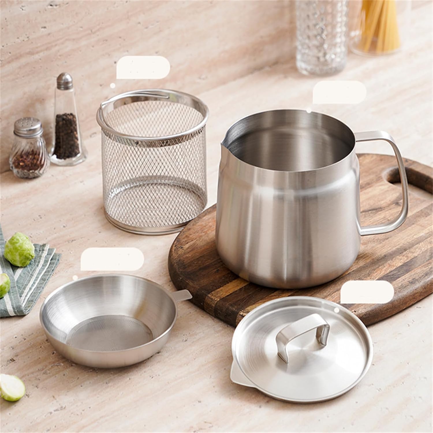 Stainless Steel Oil Filter Pot Grease Container Mesh Strainer 8449699086493-1