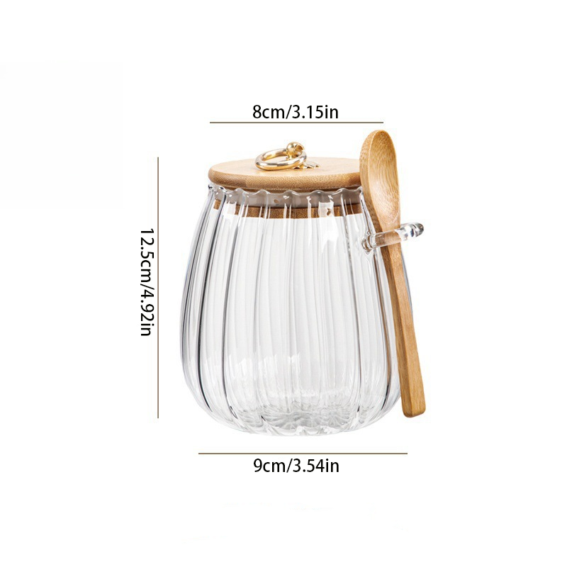 Sealed Glass Jar with Wooden Lid and Spoon for Food Storage 14998137700678-1