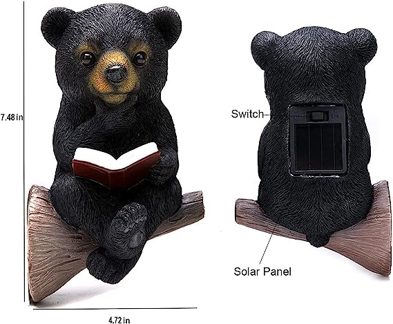 Solar Bear Reading Statue Light 9617860493614-1
