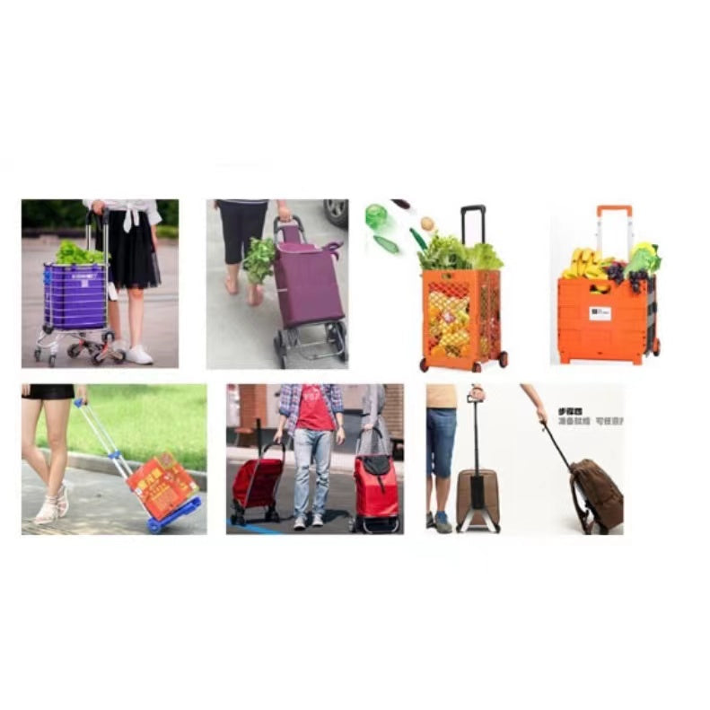 Stainless Steel Folding Luggage Trolley Travel Mini Shopping Trolley with Two Wheels 8657755668761-1