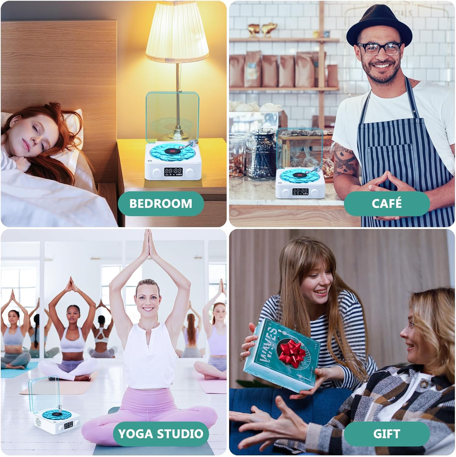 Ocean Waves Vinyl Bluetooth Speaker Ambient Light Music Projector 8644103930013-1