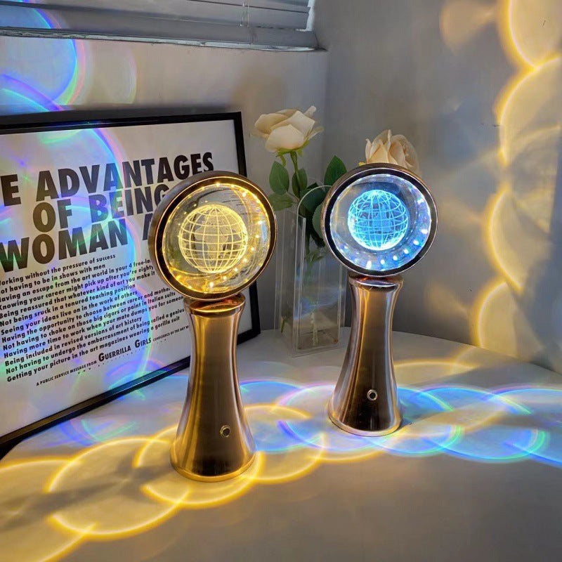 3D Crystal Globe Rotating Night Light RGB Charging Modern Simple Projection Atmosphere Light 9687195189550-1