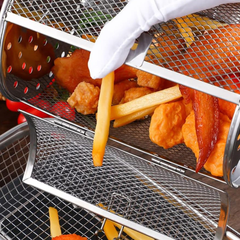 Stainless Steel Rotating Grill Basket | 360° Heat Distribution | Air Fryer Compatible 15146753687878-1