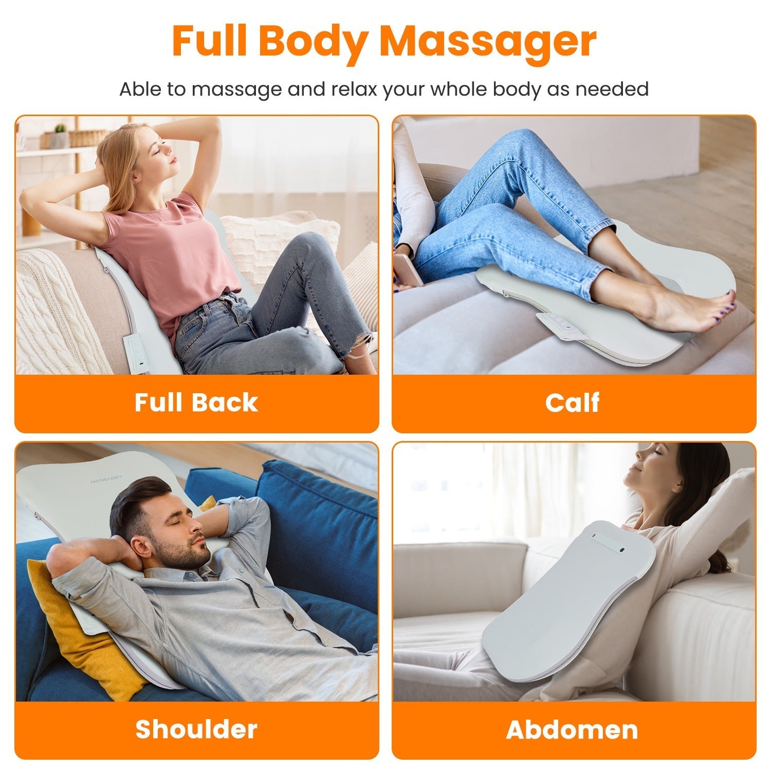 1 Set  Shiatsu Back Massager 3D Deep Tissue Kneading Massage Pillow Cordless USB Rechargeable With 3 Massaging Modes 2 Heating Levels 10Mins Auto-Off For Back Shoulder Waist Lumbar No Chair 9016324522204-1