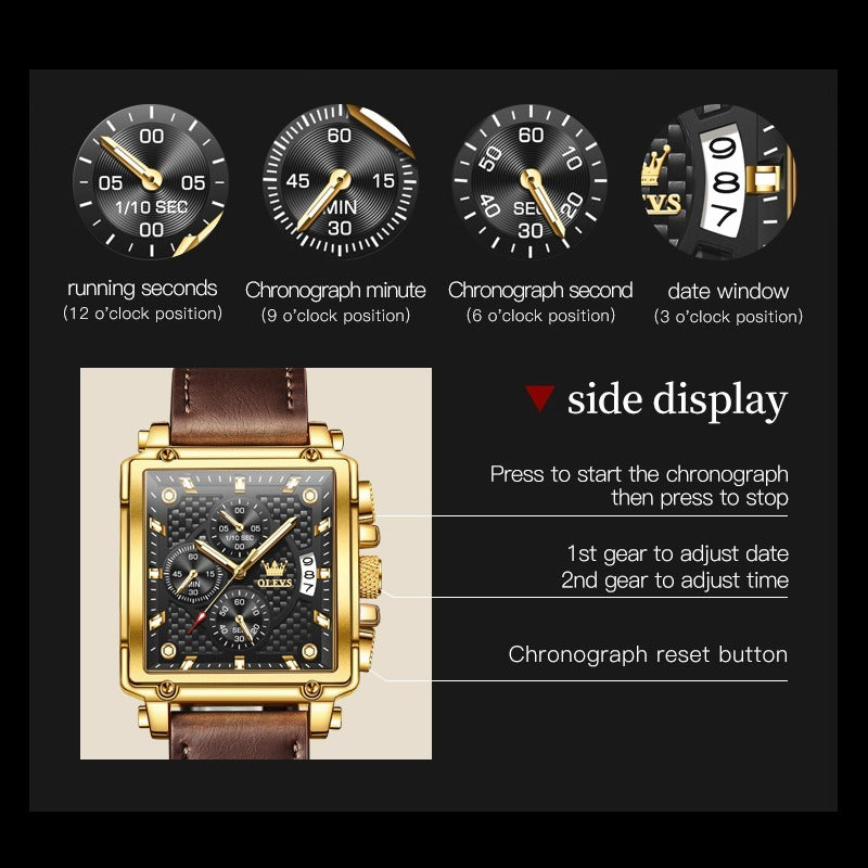 Automatic Mechanical Watch Diamond Crown Dress Business Gold 8496128164142-1