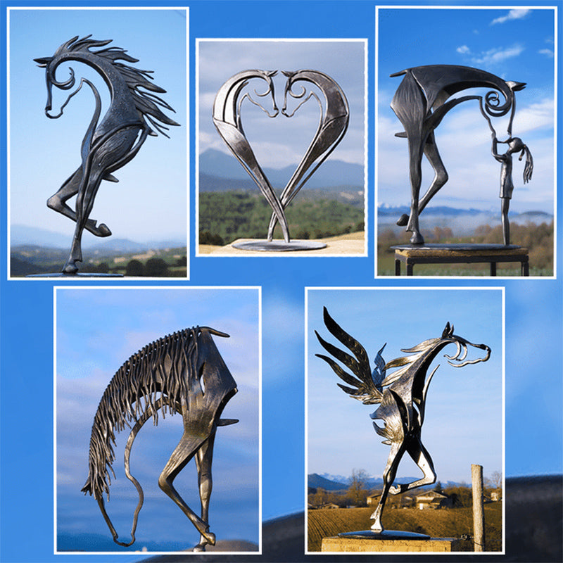 Elegant Metal Horse Sculpture Decoration For Garden Yard And Home Display 6849915027556-1