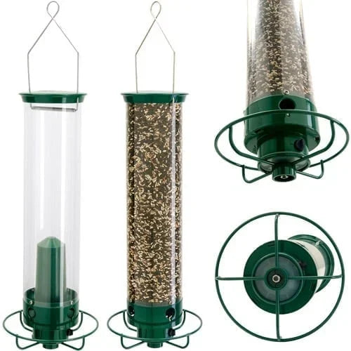 Squirrel-Proof Bird Feeder | Spinning Tube Feeder with 4 Ports & 5 lb Seed Capacity