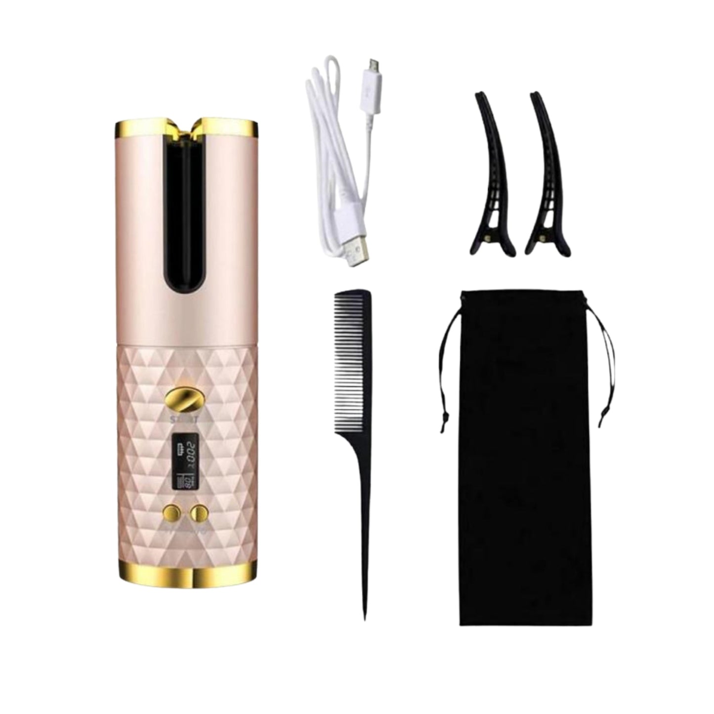 Cordless Automatic Rotating Hair Curler with Adjustable Heat 7931597816091-1