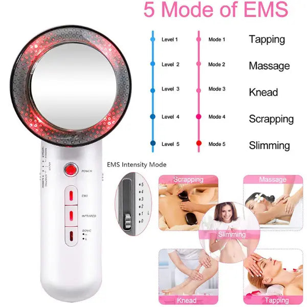 3-in-1 Ultrasonic EMS Fat Burner Face & Body Massager