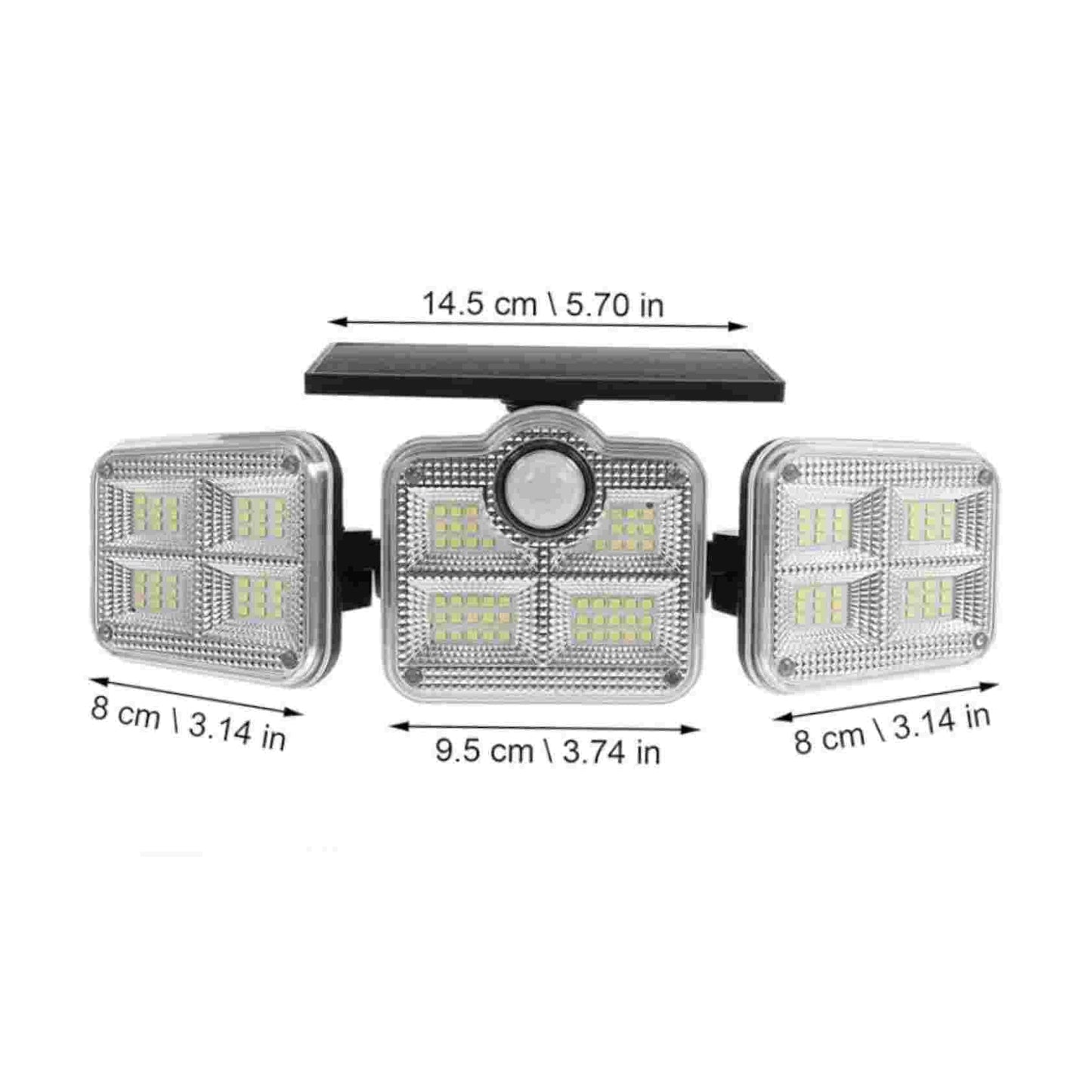 Solar LED Spotlight | Outdoor Motion Sensor | 3-Head Adjustable | 74 LEDs 15152383328582-1