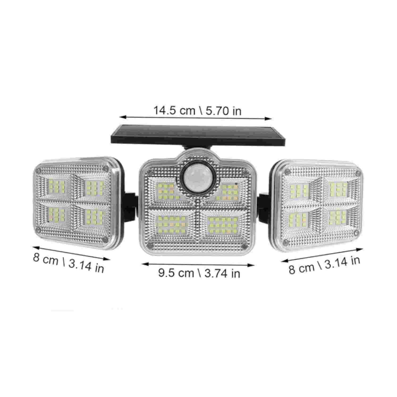 Solar LED Spotlight | Outdoor Motion Sensor | 3-Head Adjustable | 74 LEDs 15152383328582-1