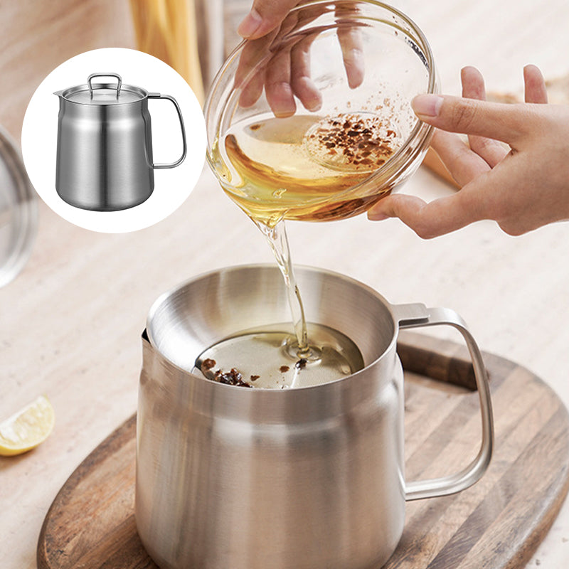 Stainless Steel Kitchen Oil Filter Storage Grease Separator Cooking Pot 11422293164300-1