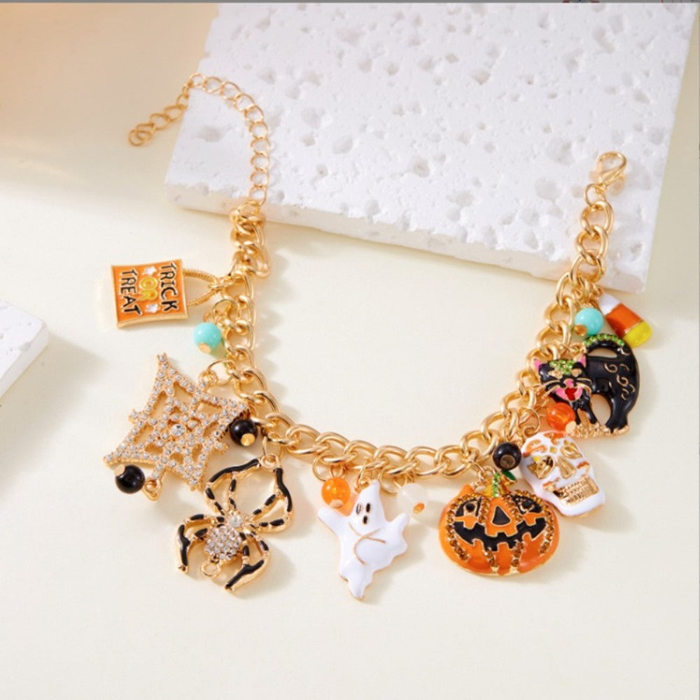 Halloween Charm Bracelet with Festive Spooky Charms