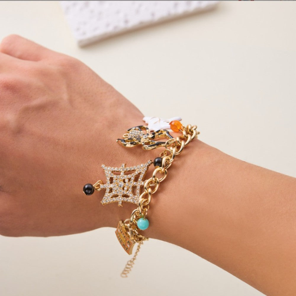 Halloween Charm Bracelet with Festive Spooky Charms