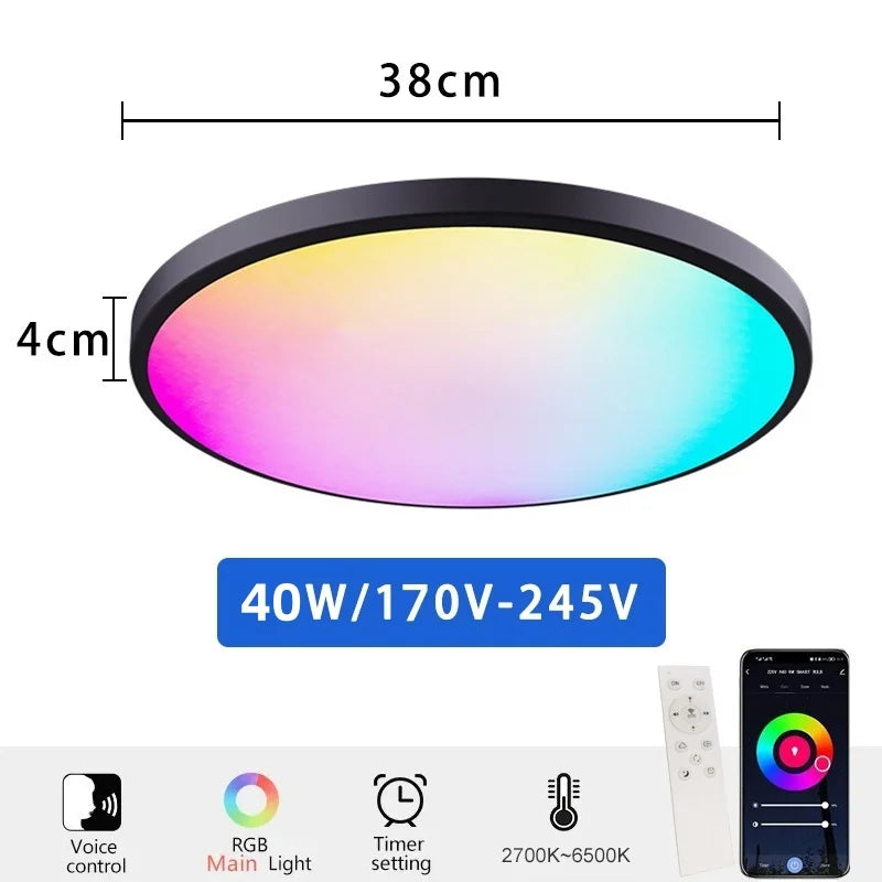 Tuya Smart Ceiling Light 30W/40W – Rgb Led Light With Alexa And Google Home Voice Control, Dimmable, Music Sync, Remote Control For Bedroom, Kitchen, And Living Room 14891209425220-1