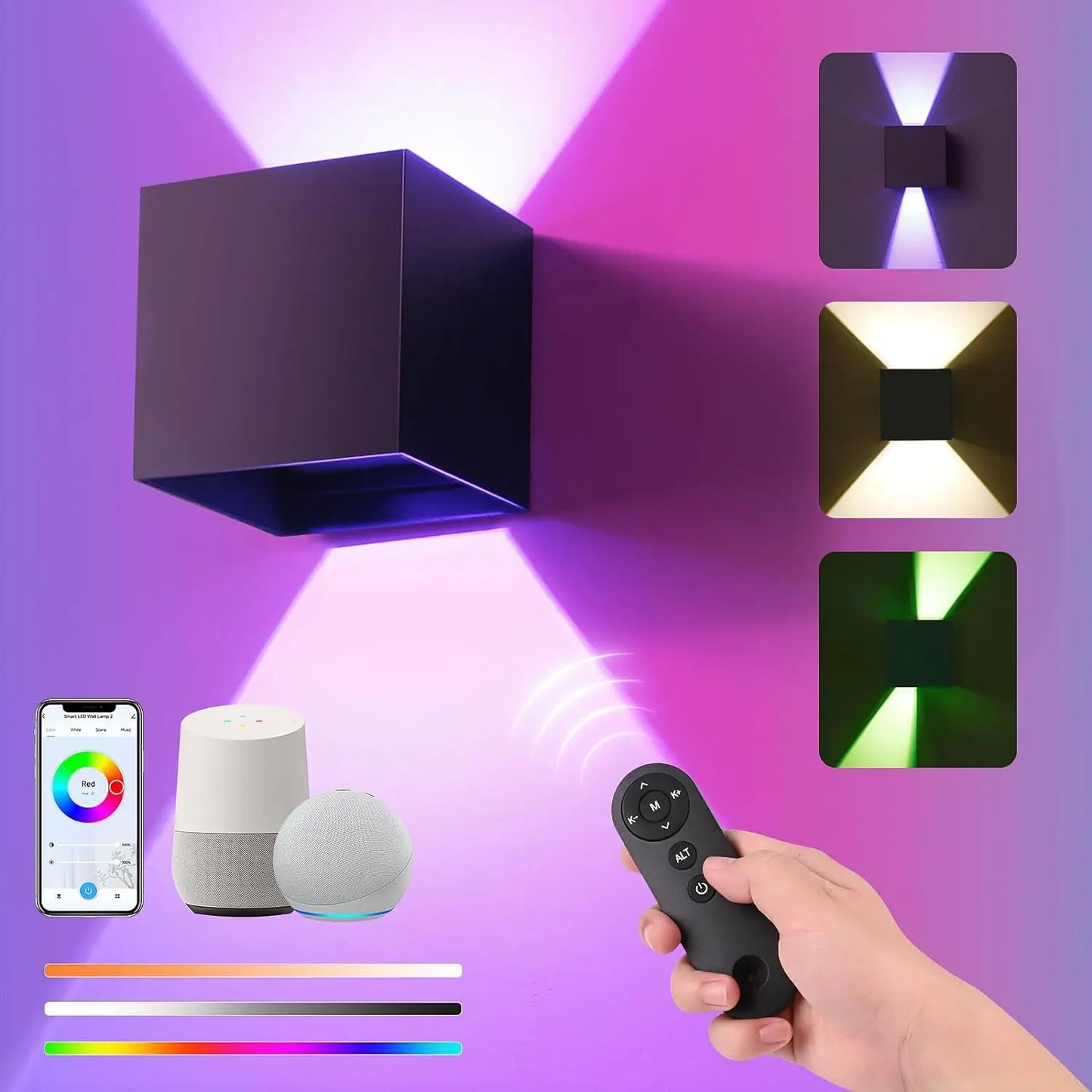 Smart Led Wall Lamp – Wifi & App Control, Rgb-Cw Color Changing, 2700-6500K, Adjustable Cube Design, Ip65 Waterproof, Alexa & Google Compatible 14891234066756-1