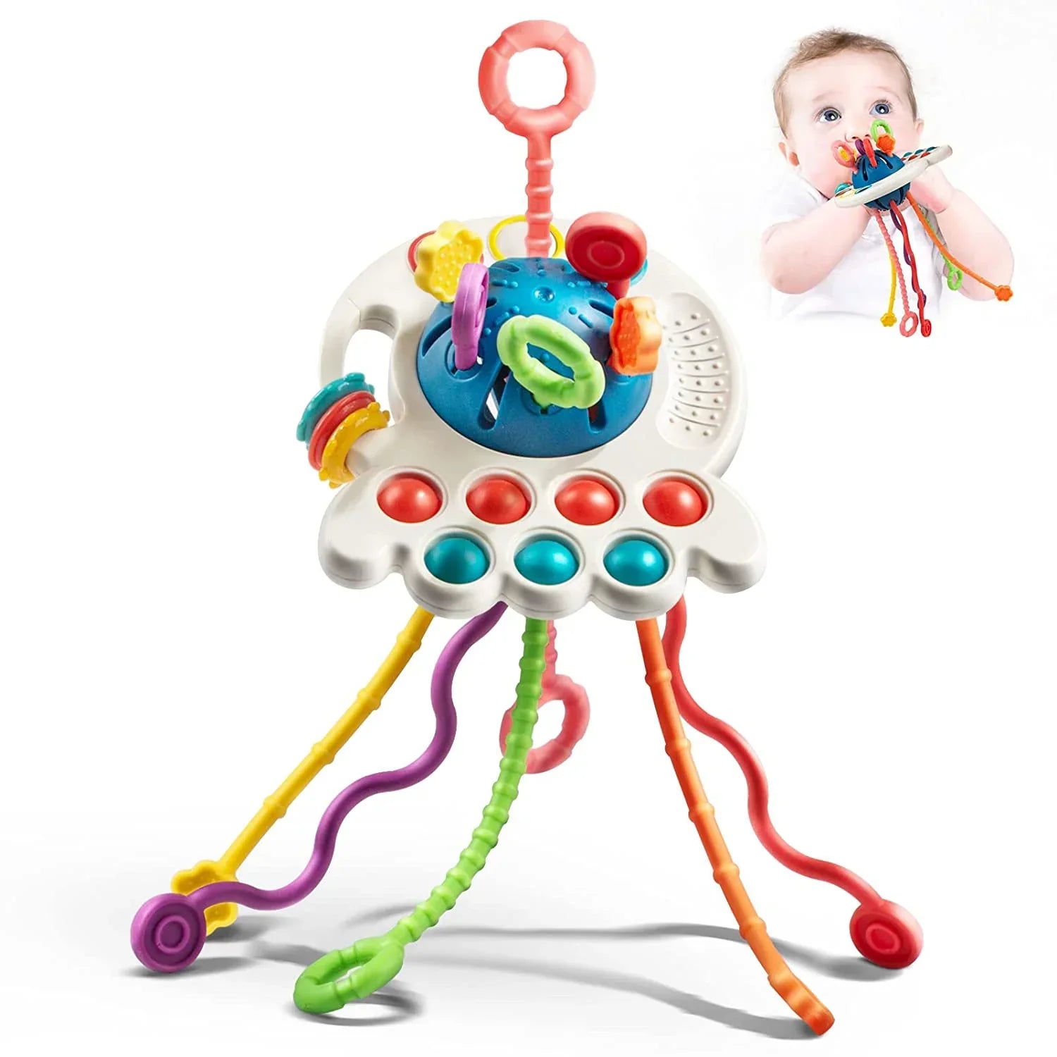 Sensory Ufo Pull String Teether Toy Enhances Baby Development 14981193072966-1