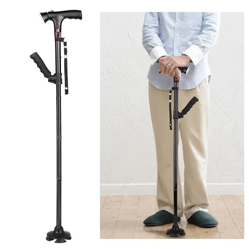 Folding Walking Cane Supports Mobility For Safe Well Lit Night Walking 15207731462470-1