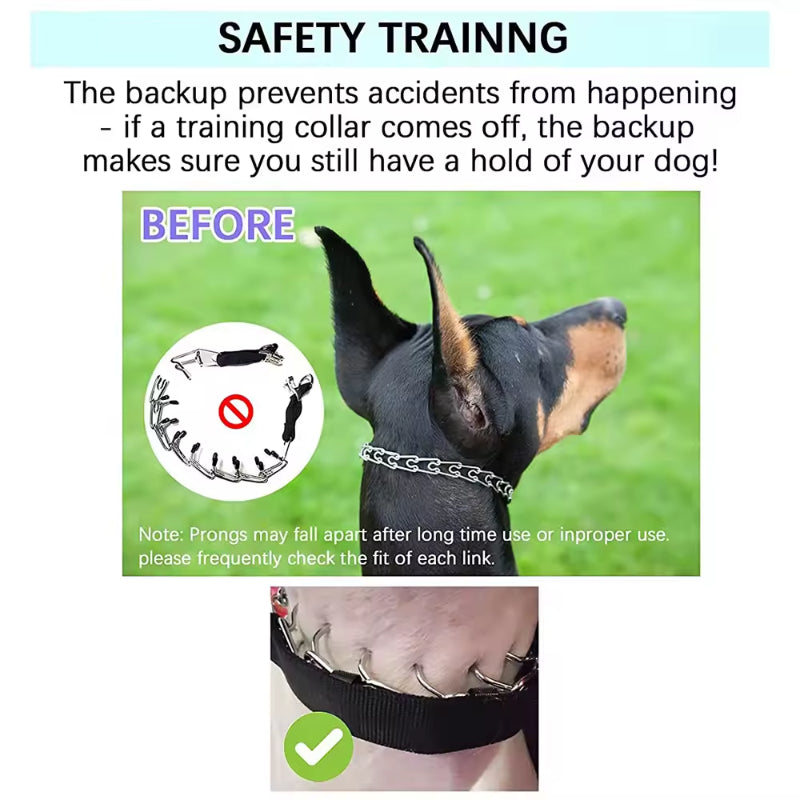 Adjustable Prong Collar With Stainless Steel Links Nylon Cover For Dogs