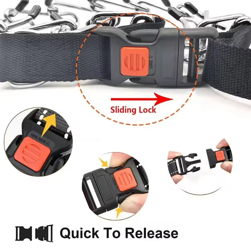Adjustable Prong Collar With Stainless Steel Links Nylon Cover For Dogs