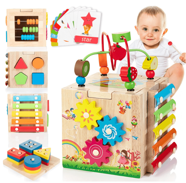 8-In-1 Montessori Toy - Multifunctional Activity Cube For The Motor And Cognitive Development Of Babies 10175724388616-1