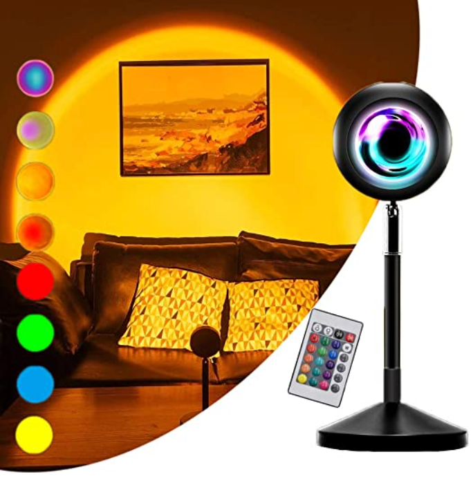 Sunset Lamp | 16 Colors + Remote Control LED Projector Table Lamp - USB Nightstand Lamps 9961774514509-1