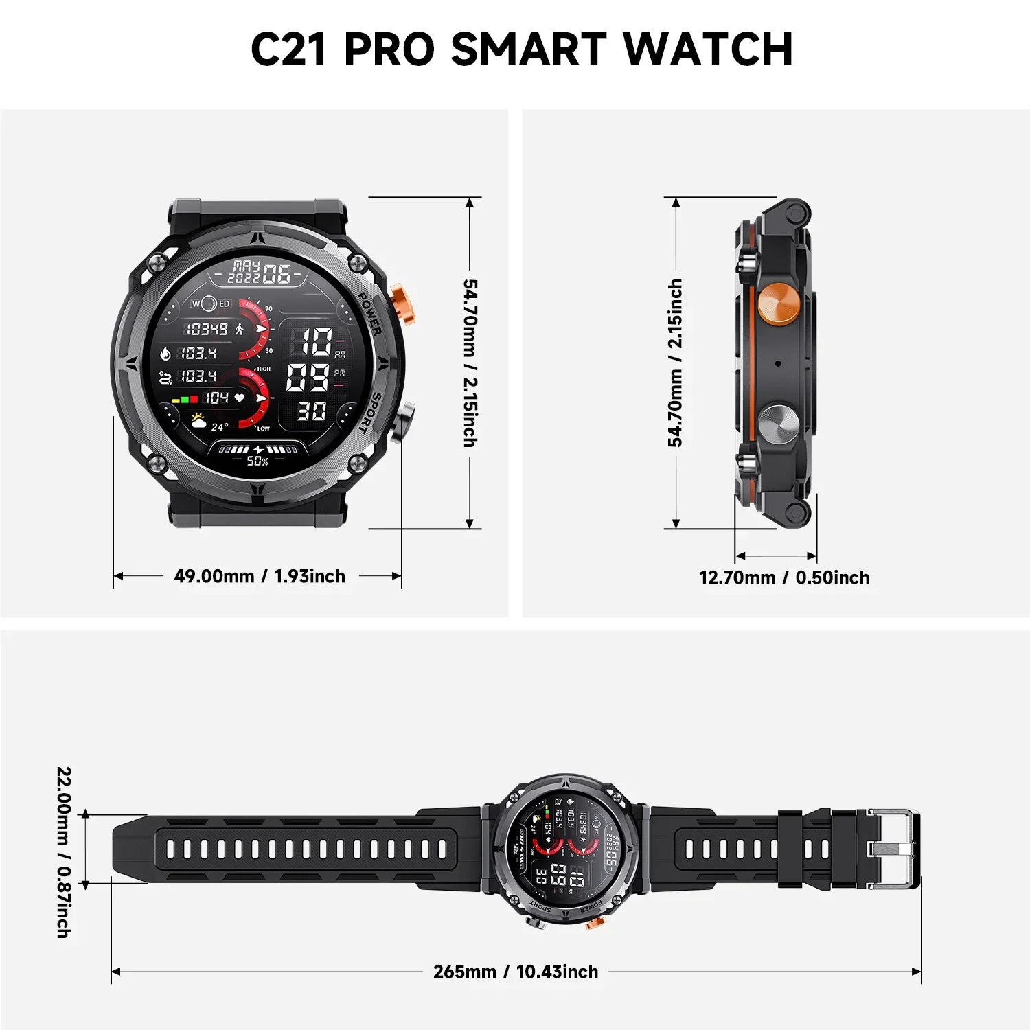 Smart Watch 1.39" Fitness Trackers With Sleep Monitor,1ATM Deep Waterproof,Long battery life,for iPhone and Android 8920342429916-1