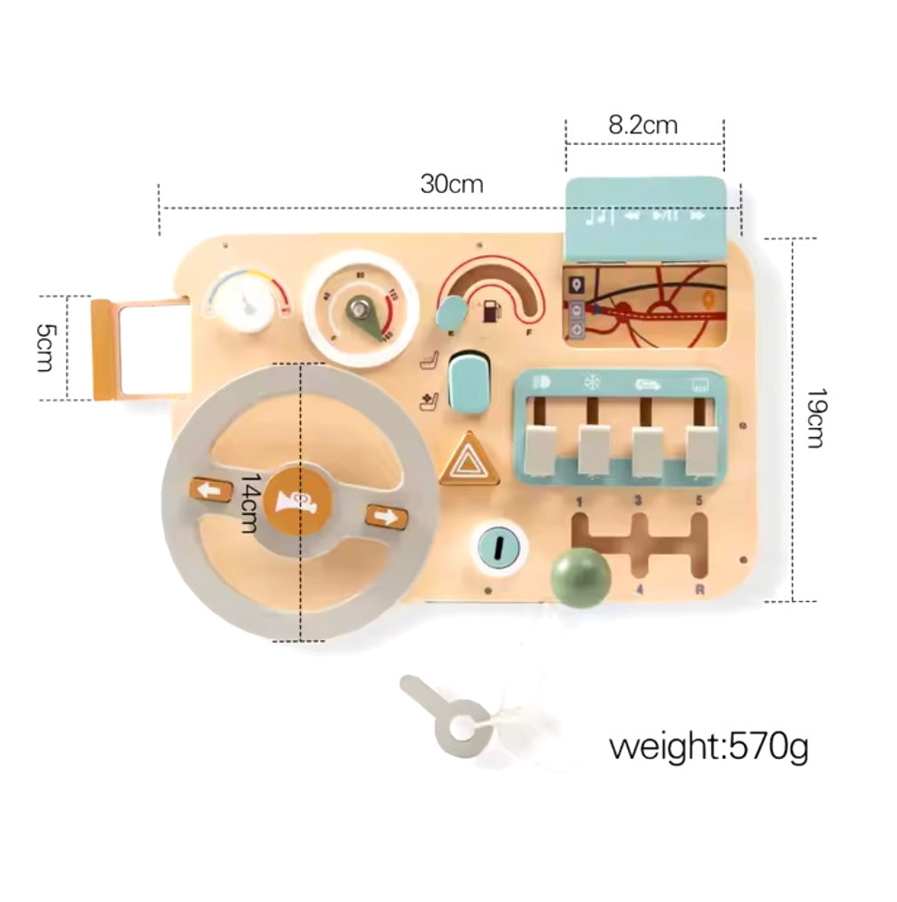Wooden Steering Wheel Toy for Fun Interactive Driving Play 9821370286414-1