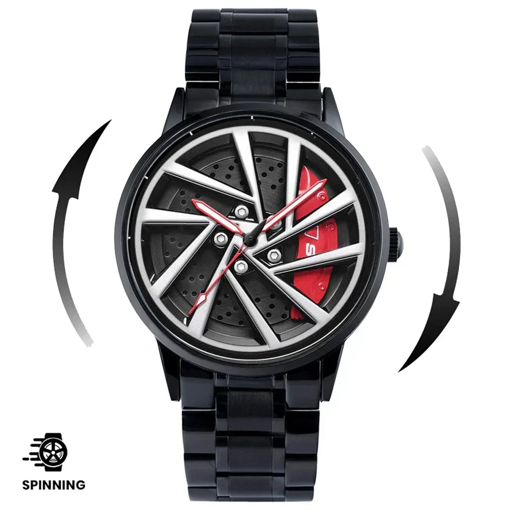 Spinning Wheel Watch Stainless Steel Strap Durable Stylish Design 14972383101254-1