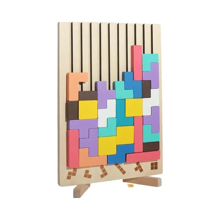 Wooden Tetris Puzzle Toy for Creative Thinking and Shape Recognition 9016362402126-1