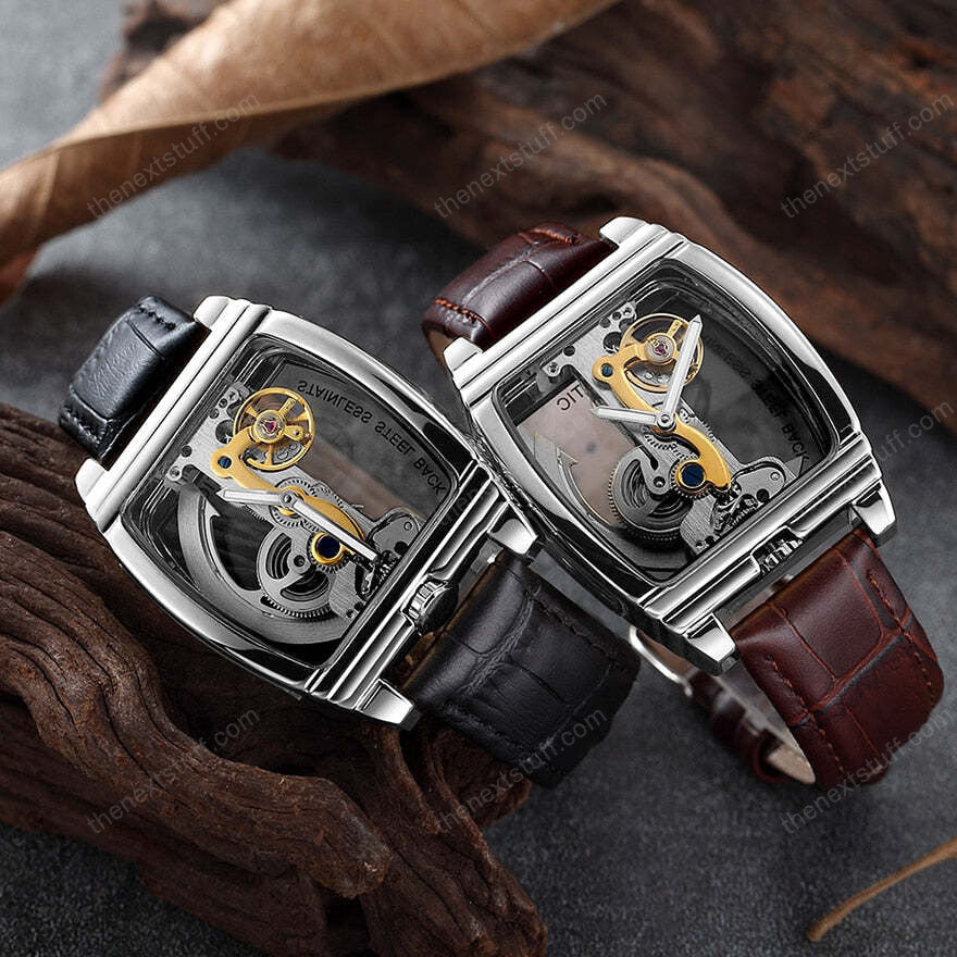 Transparent Automatic Mechanical Steampunk Skull Luxury Gear Watch 8804257497369-1