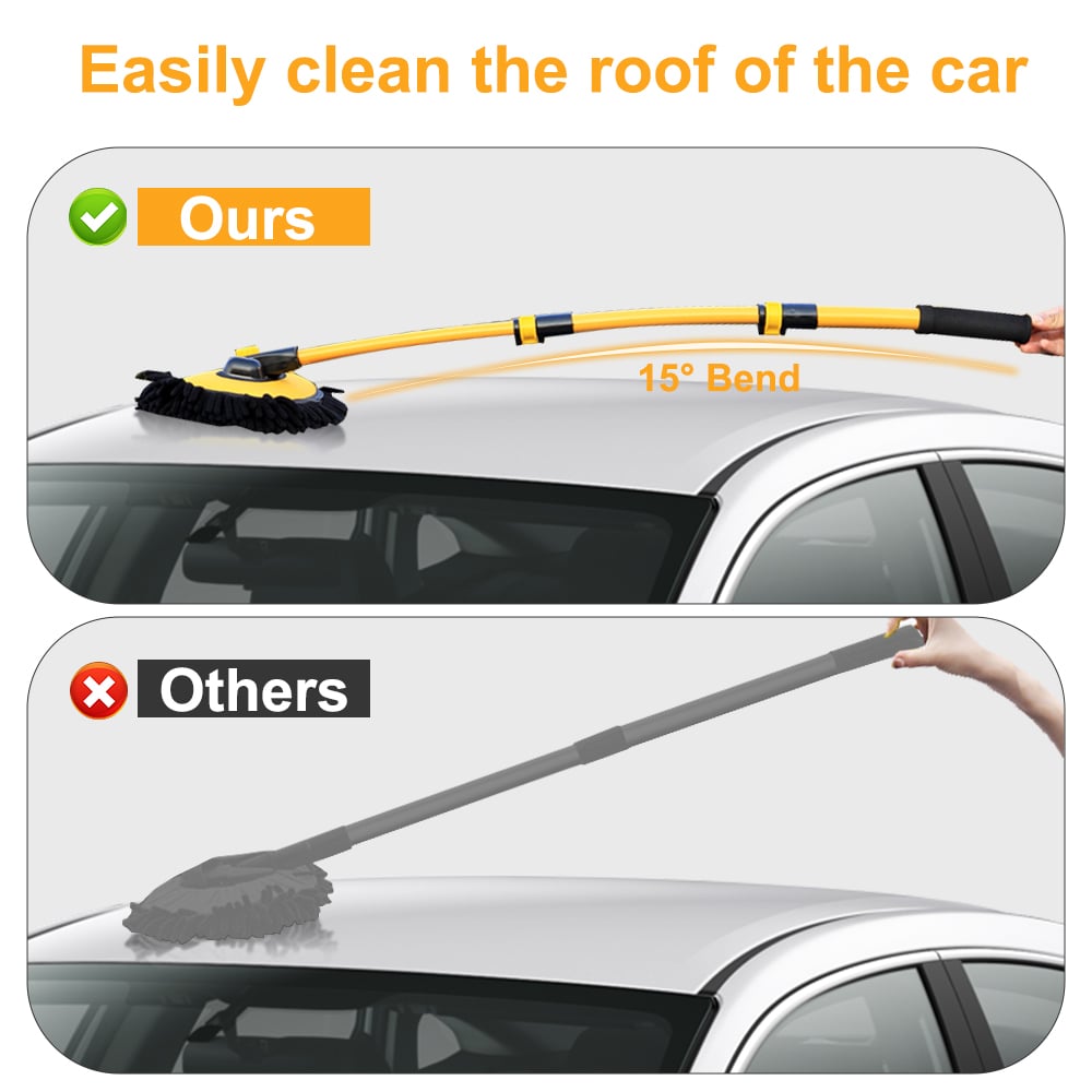 Telescopic Car Wash Mop Adjustable Handle Scratch Safe Brush 8490157277486-1