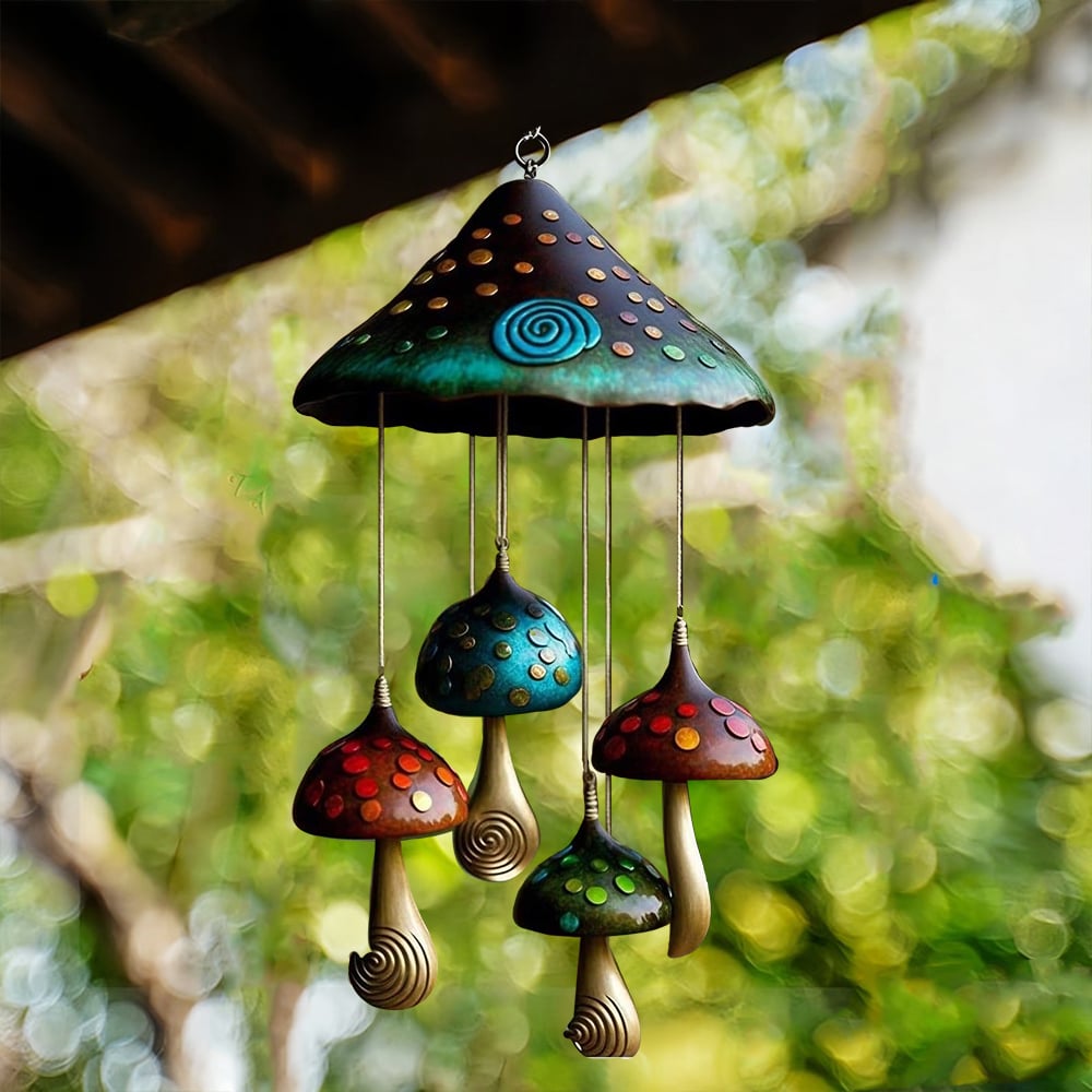 Metal Mushroom Campanula Wind Chime Art For Home Garden 9827326624046-1