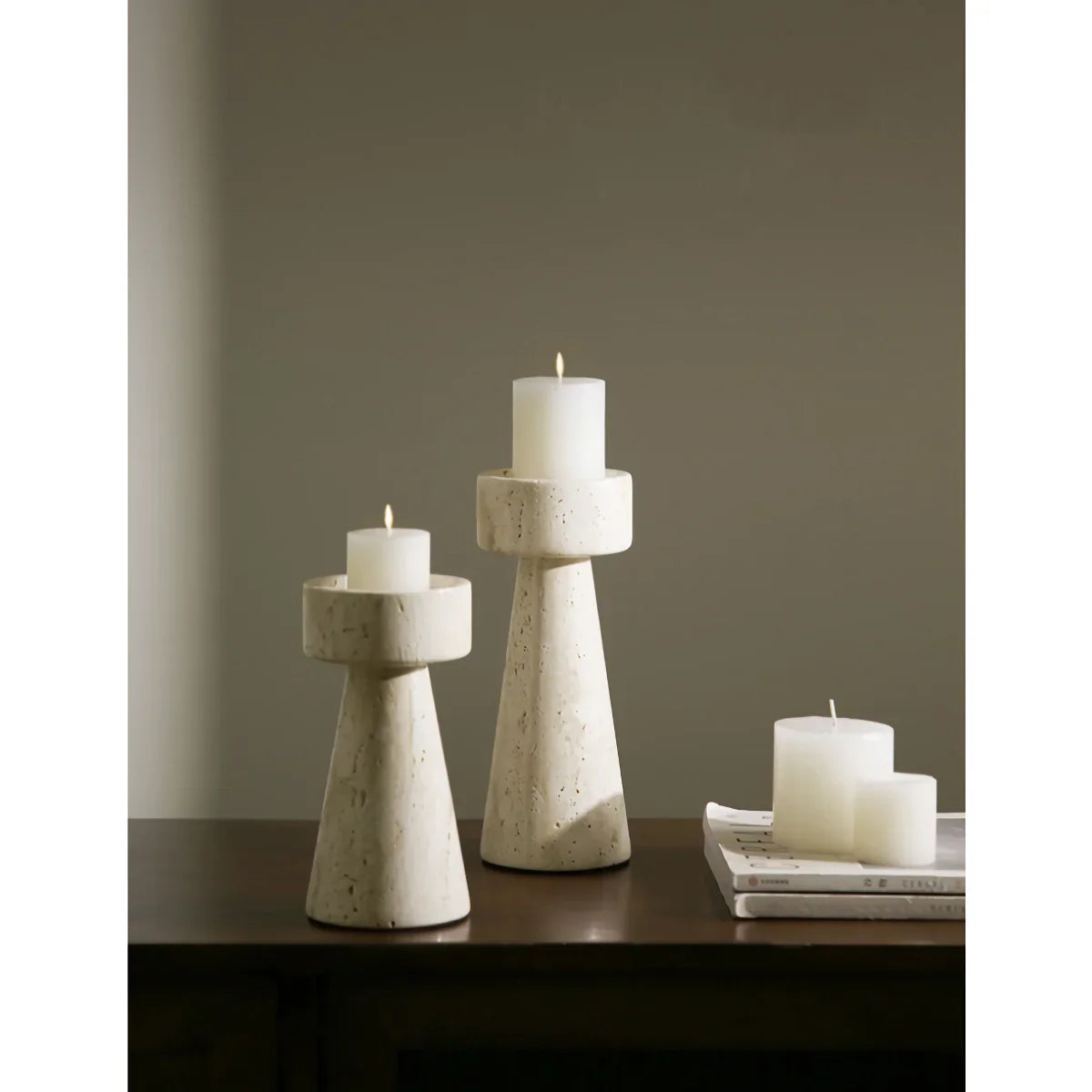 Minimalist Travertine Marble Candle Holder For Elegant Decor 14815615582534-1