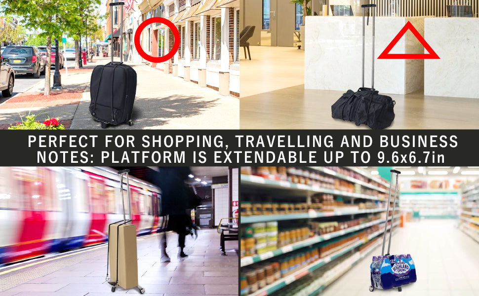 Stainless Steel Folding Luggage Trolley Travel Mini Shopping Trolley with Two Wheels 8657755668761-1