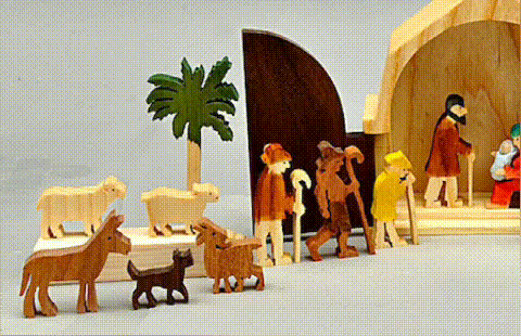 Wooden Scene Set Stable Figurines Religious Decoration 9636197171502-1