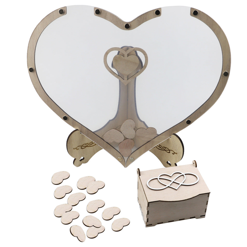 Wooden Heart Guest Book Wedding Frame Keepsake Memory Decoration 14952053539142-1