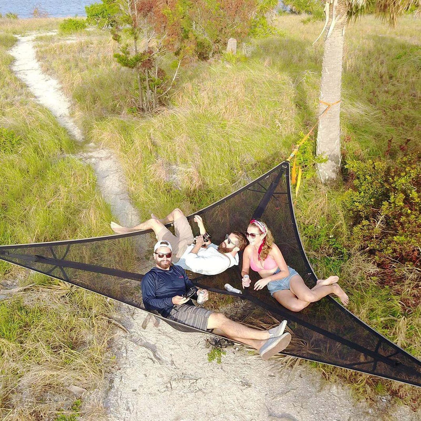 Triangular Camping Hammock Suspended Three Point Family Sleeping Platform Outdoor Aerial 8490145382702-1