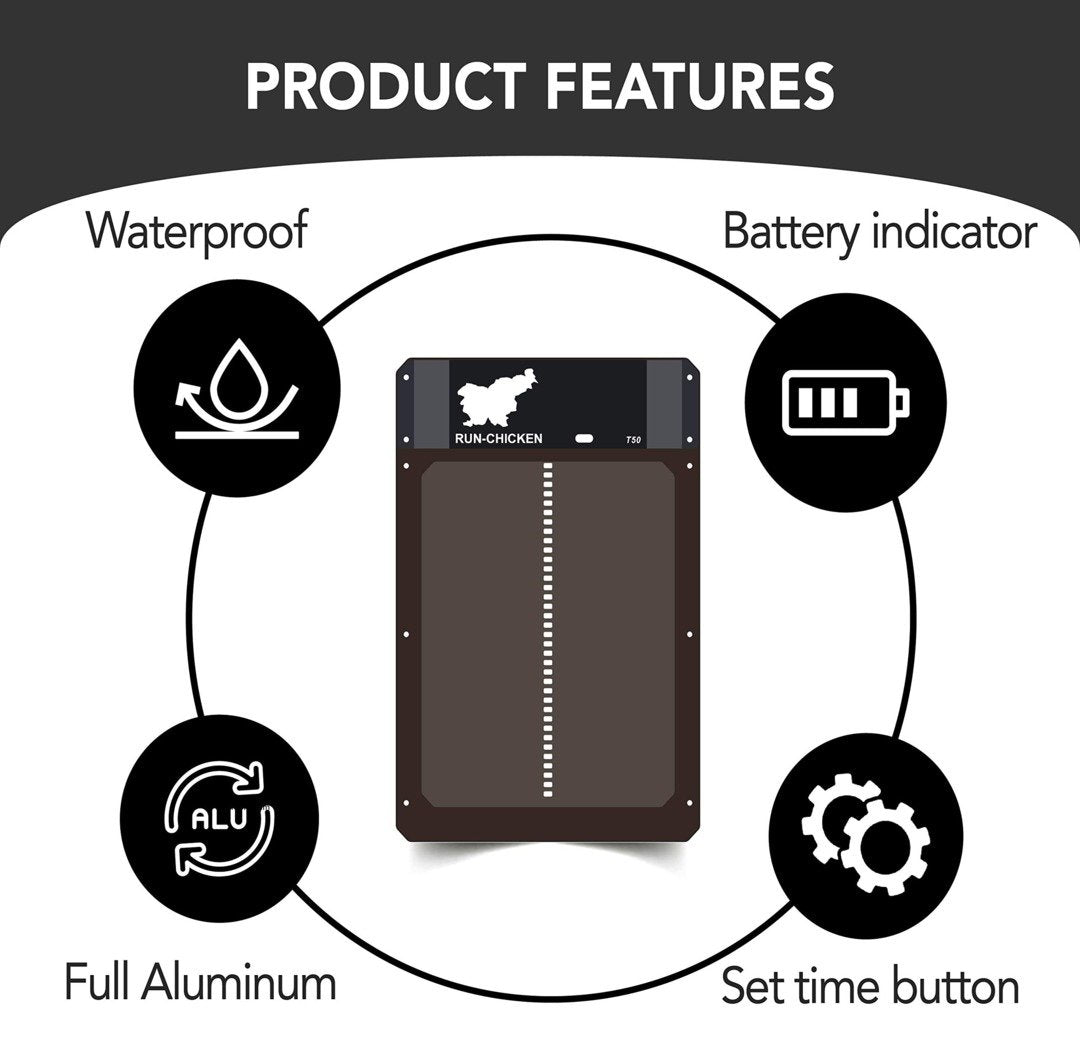 Automatic Chicken Coop Door Weatherproof Light Sensor Timer Safe 8490157801774-1