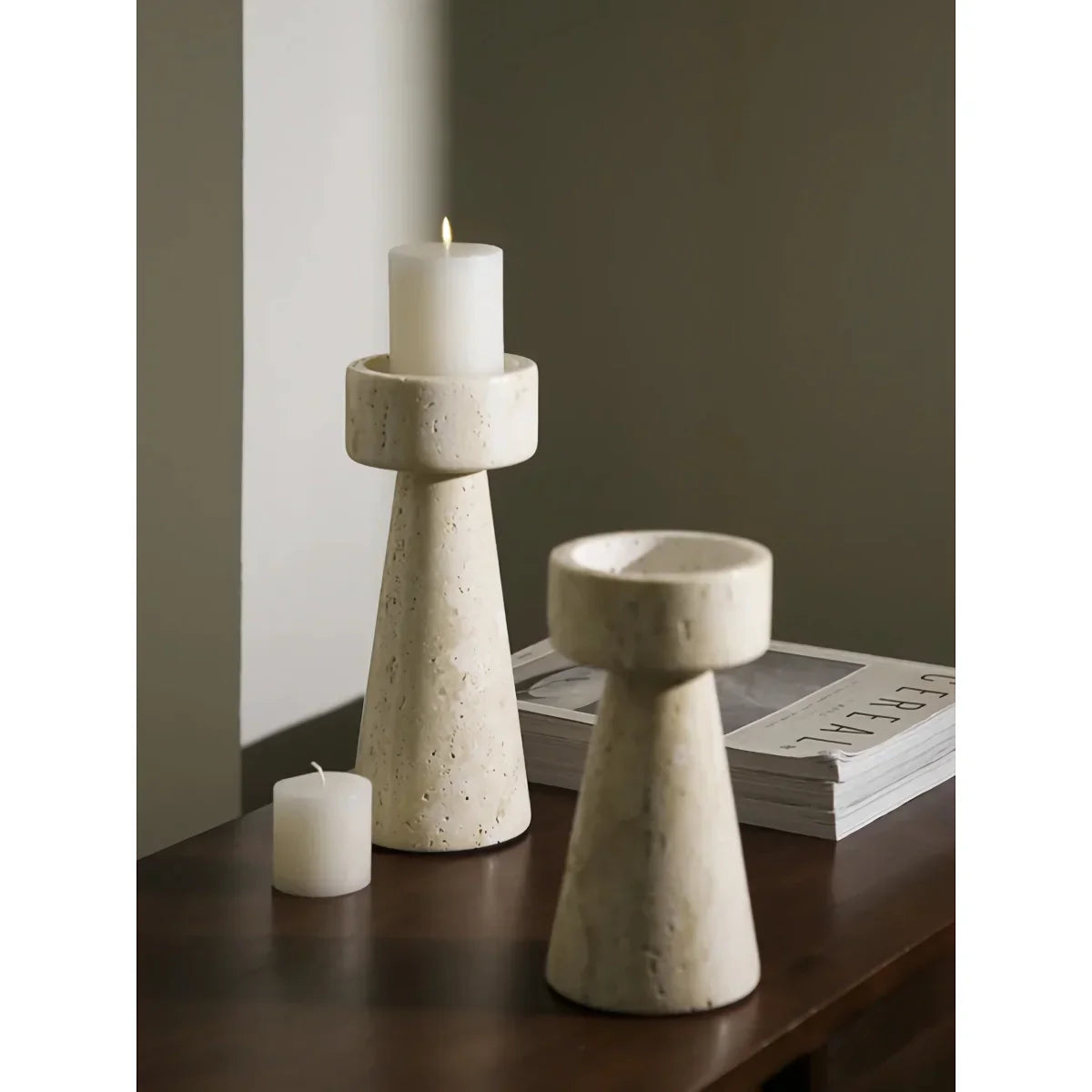 Minimalist Travertine Marble Candle Holder For Elegant Decor 14815615582534-1