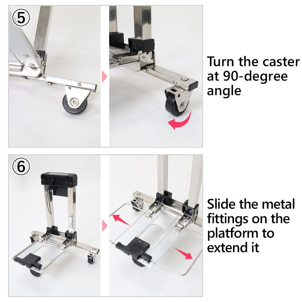 Stainless Steel Folding Luggage Trolley Travel Mini Shopping Trolley with Two Wheels 8657755668761-1