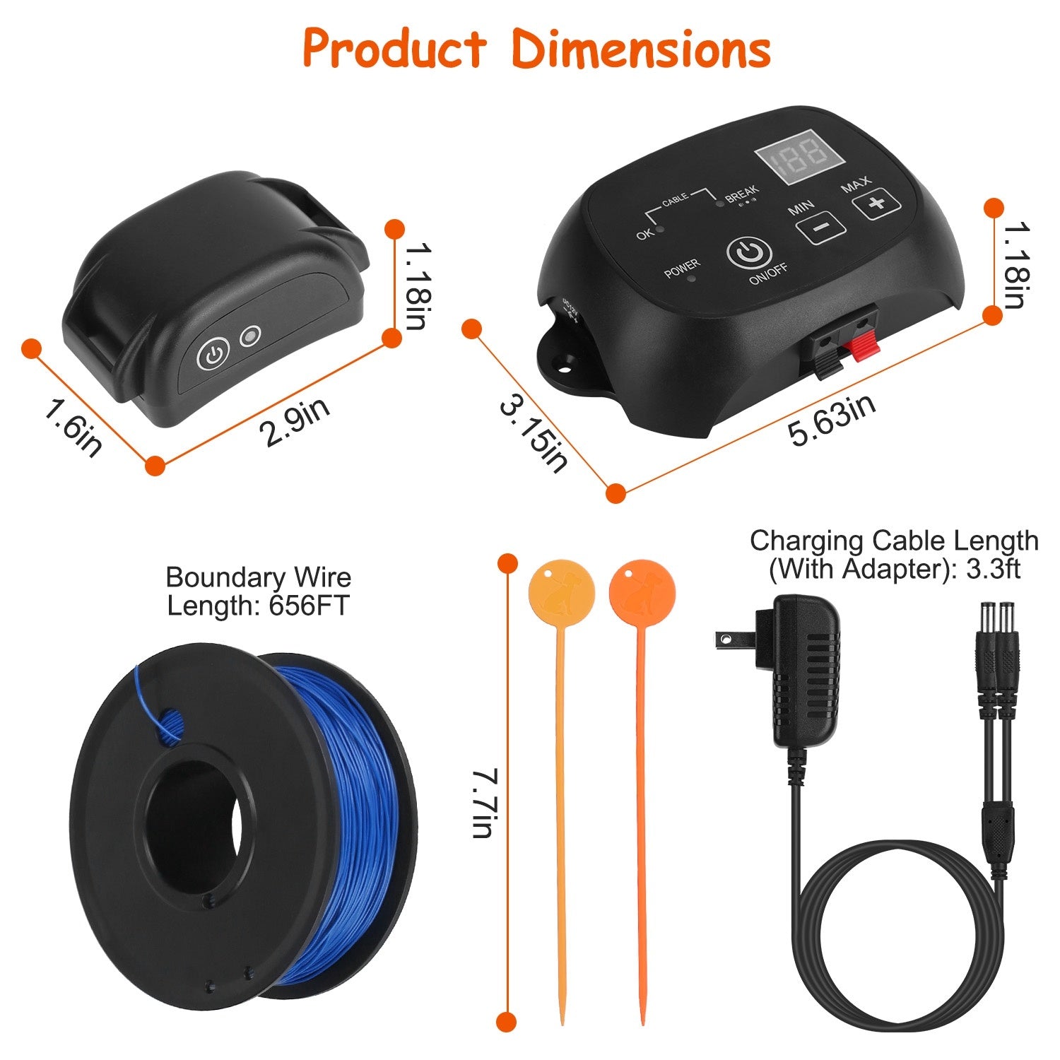 1Set Dog Fence System Pet Containment System With One Hundred Adjustable Levels IPX7 Waterproof Rechargeable Receiver Underground Fence For Small Medium Large Dog 9016328224988-1
