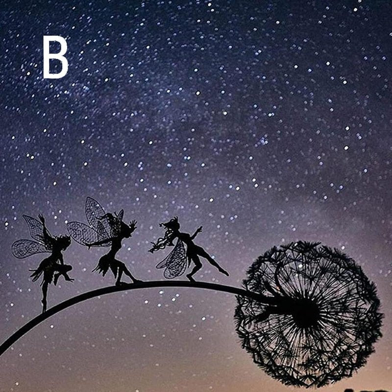 Dancing Fairy Dandelion Metal Garden Wind Spinner 8745888547150-1