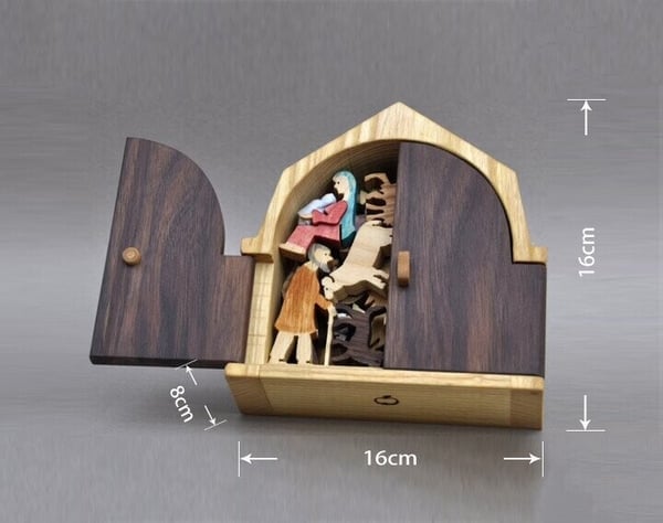 Wooden Scene Set Stable Figurines Religious Decoration 9636197171502-1