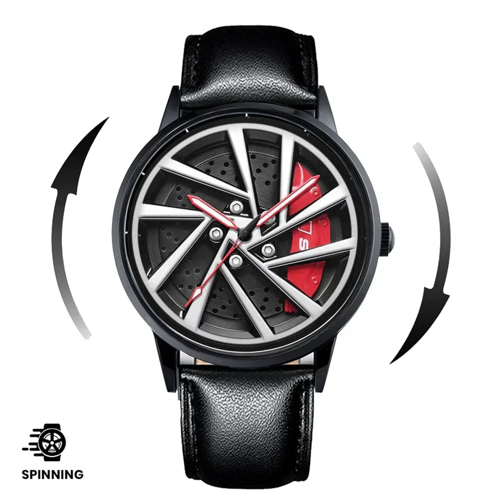 Spinning Wheel Watch Stainless Steel Strap Durable Stylish Design 14972383101254-1
